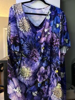 Vibrant Purple Floral V-Neck Top